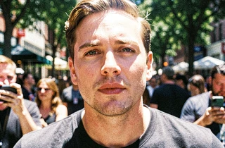 A celebrity couple portrait with two different faces swapped in simultaneously, both faces naturally lit by the warm golden-hour light of the original scene, the composite looking like a genuine paired celebrity photograph with consistent color and shadow across both subjects.